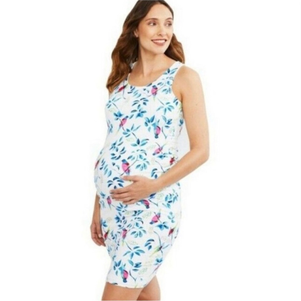 Motherhood Maternity Tropical Parrot Dress xl
